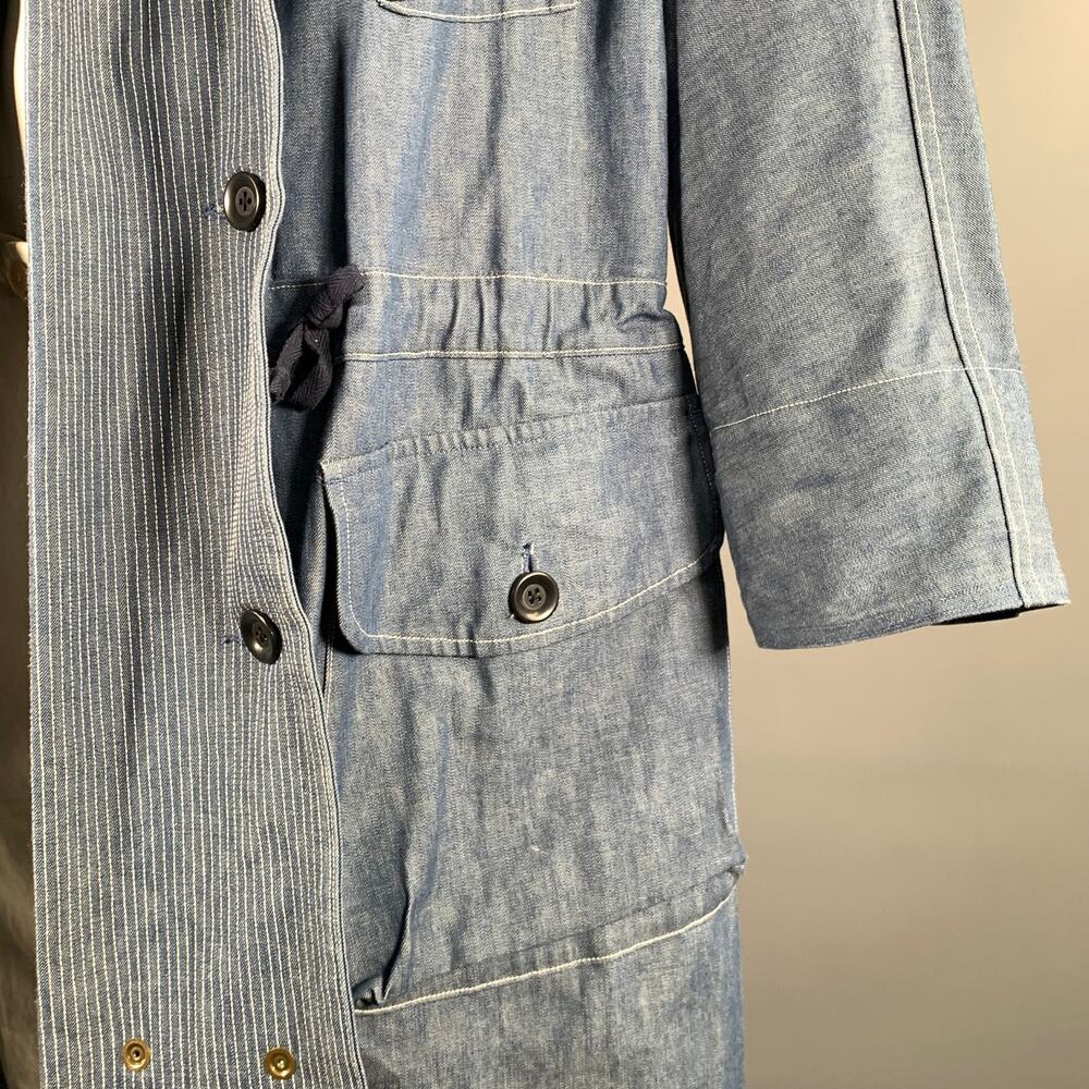 KAPITAL Size L Indigo Cotton Hooded Traggle Ring Coat - Picture 7 of 10